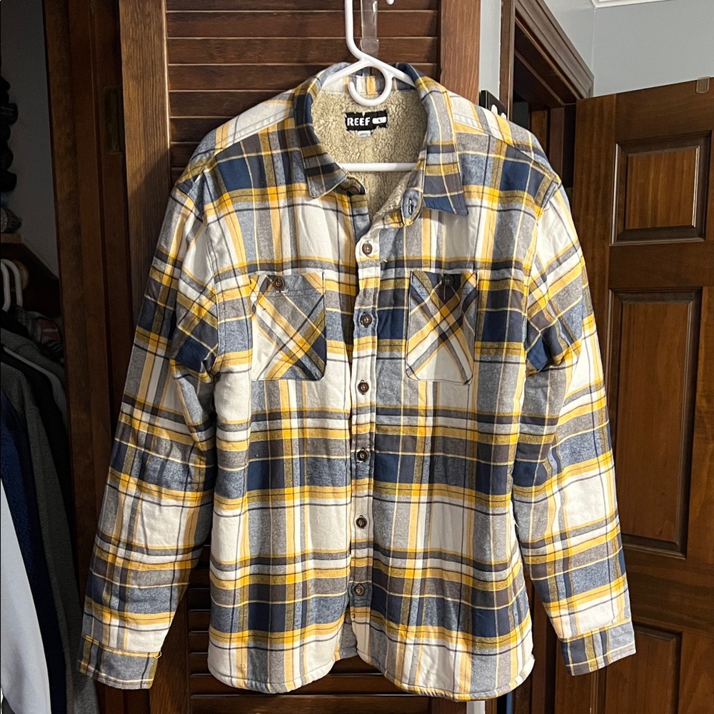 Reef Yellow and Gray Plaid Flannel Shirt